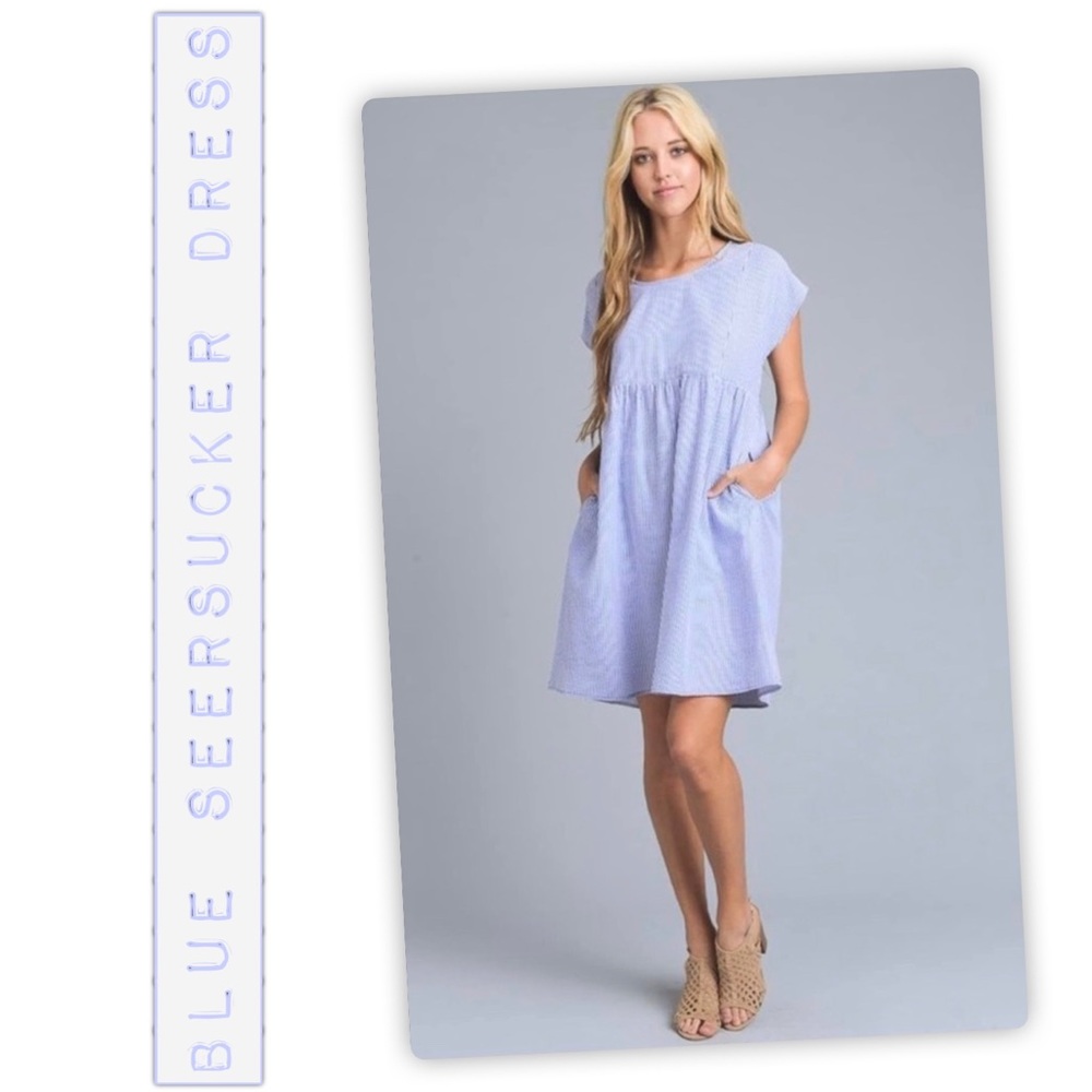 Baby Blue Seersucker Dress